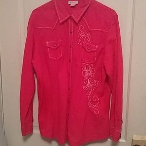 Pink country western shirt by ariat size XxL